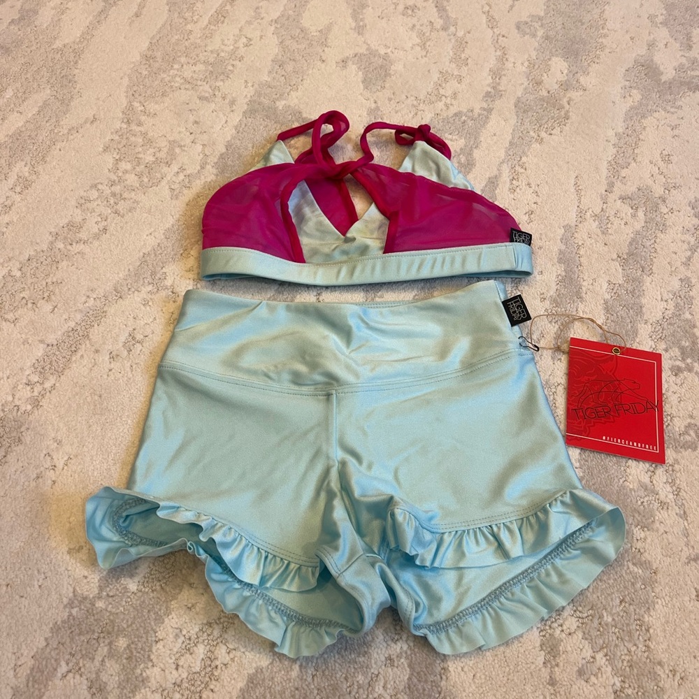 Pink and Blue Two-Piece Dance Outfit